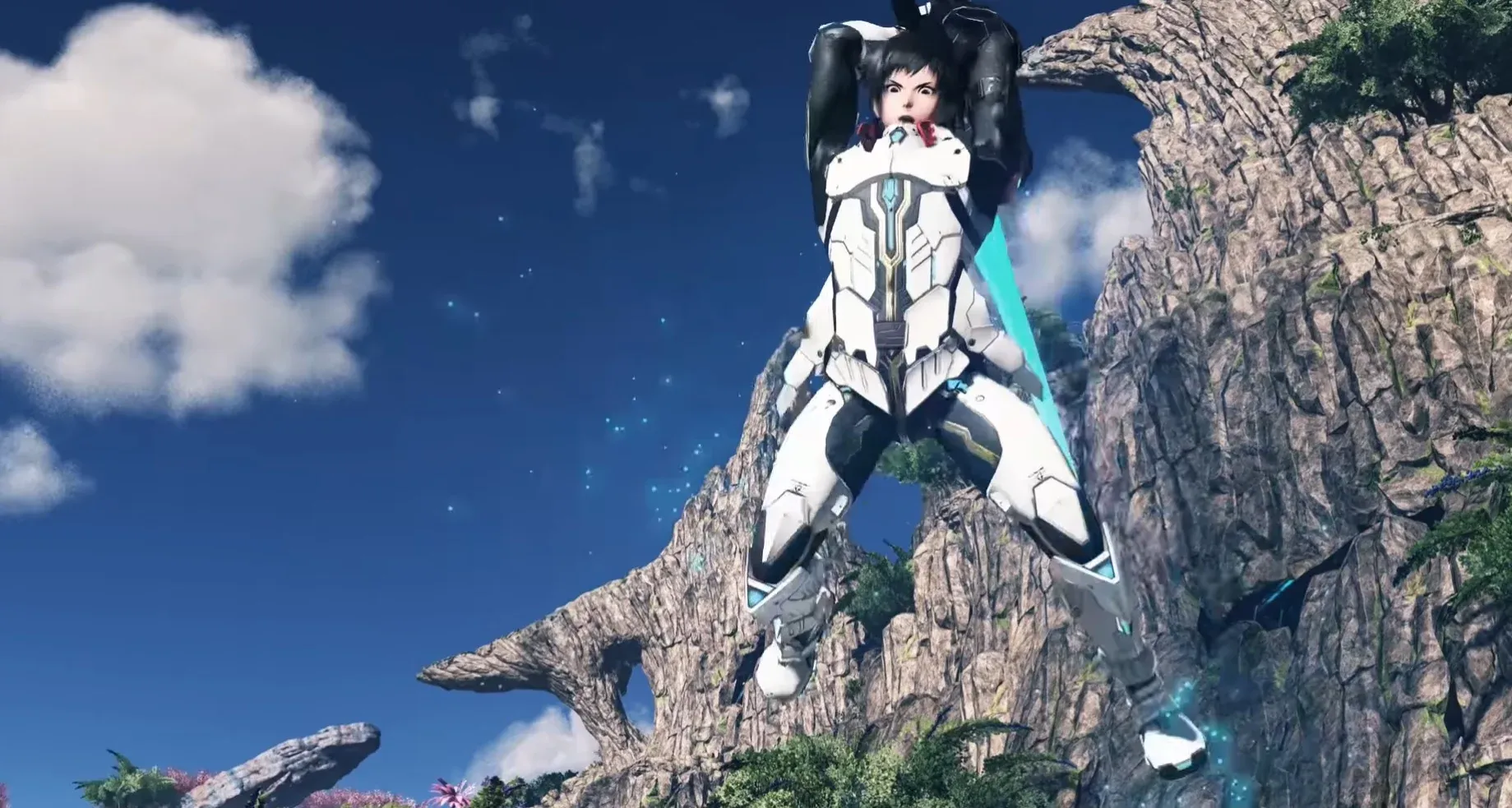 A PSO2:NGS screenshot of CpwninObrien jumping in the air with sword raised to land an attack.