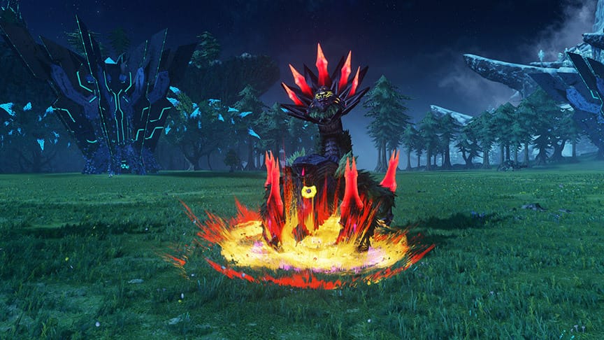 A PSO2:NGS screenshot of the enemy Big Frogga doing an area of effect attack.